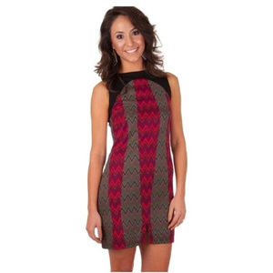 Chevron Print Mini Dress Cocktail Sheath Shift XS